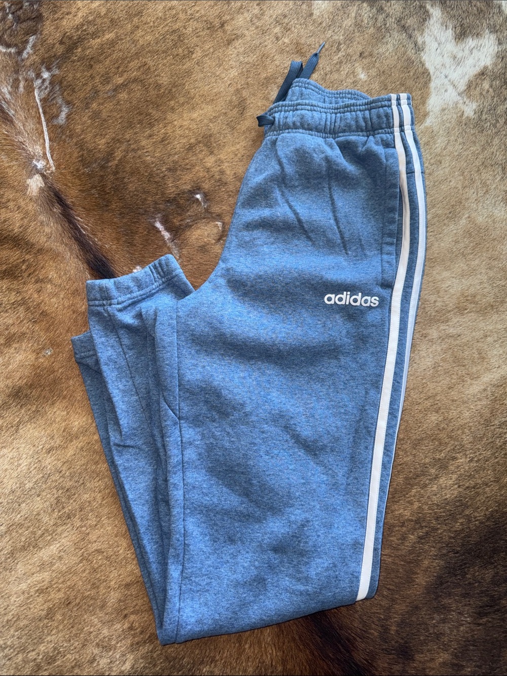 adidas Heather Blue Men's Joggers with White Side Stripes